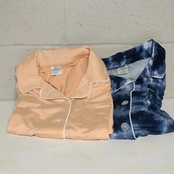 Real Essentials Women's Short Sleeve Button Down Pajama Set Ultra Soft 1X - Picture 2 of 5
